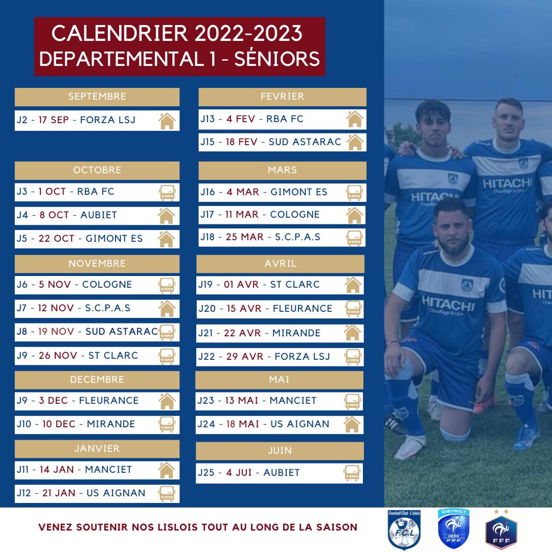 You are currently viewing Calendrier 2022/2023 Départemental 1 seniors