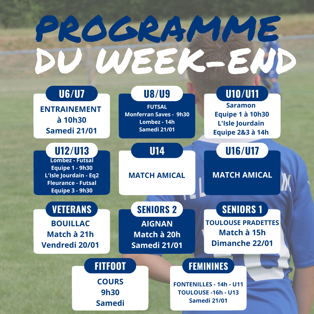 You are currently viewing PROGRAMME DU WEEK-EN DU 21/01/2023