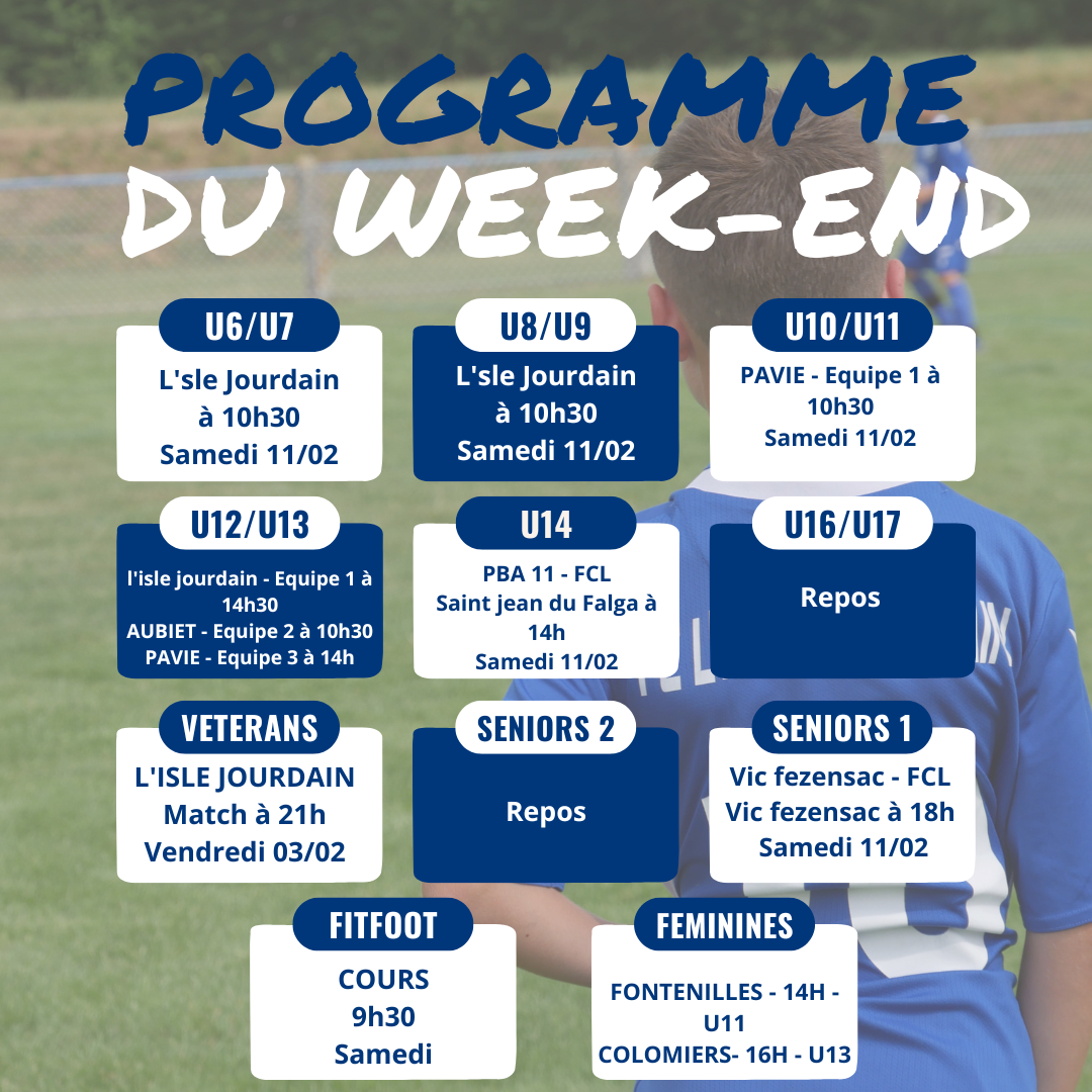 You are currently viewing PROGRAMME DU WEEK-END DU 11/02